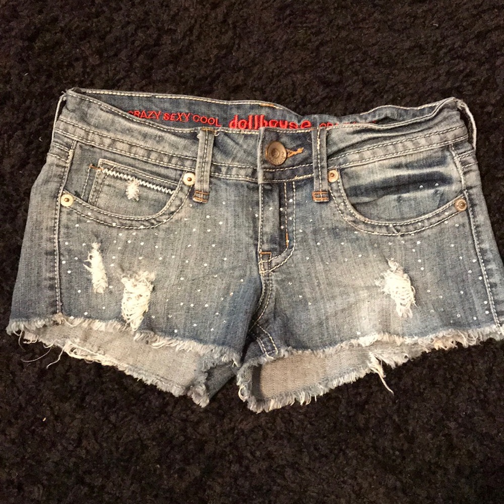 Bedazzled short denim shorts
